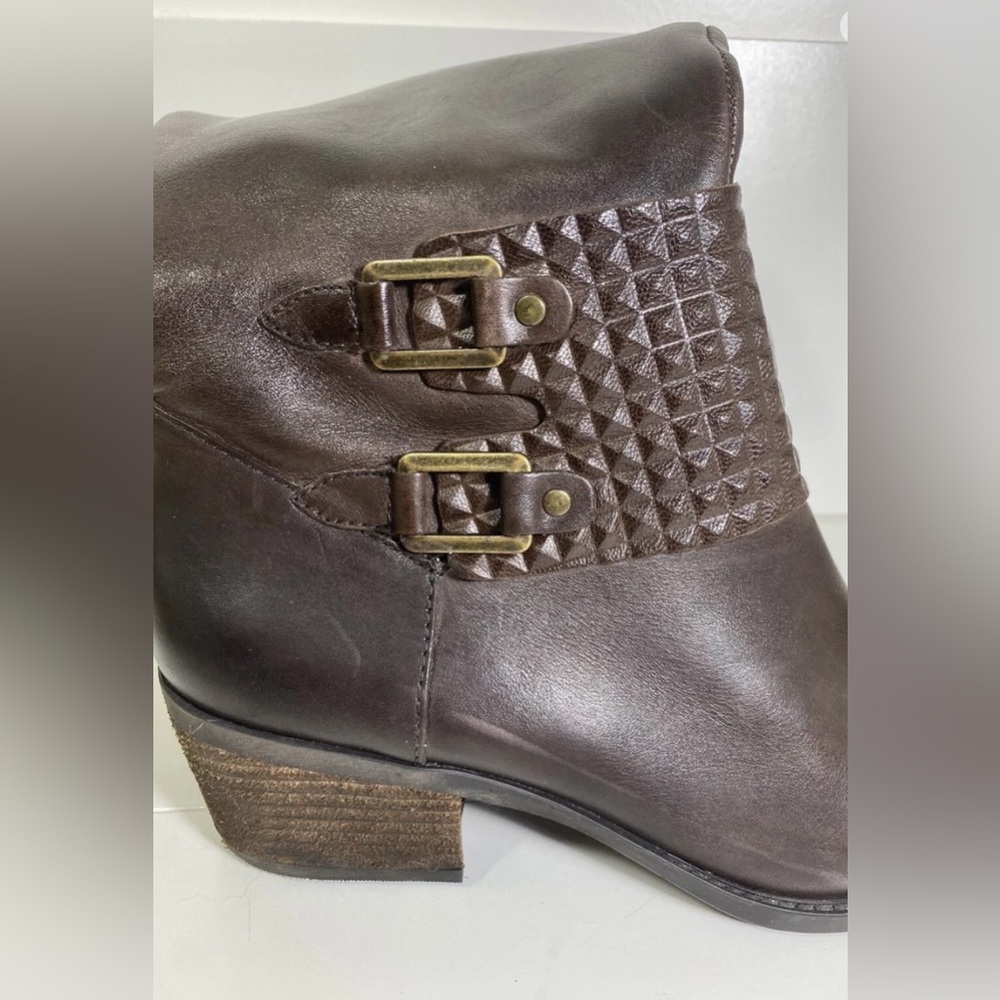 Vince Camuto Leather Knee High Boots 7.5 Brown Riding Buckle Fall Riding Style - Picture 7 of 11